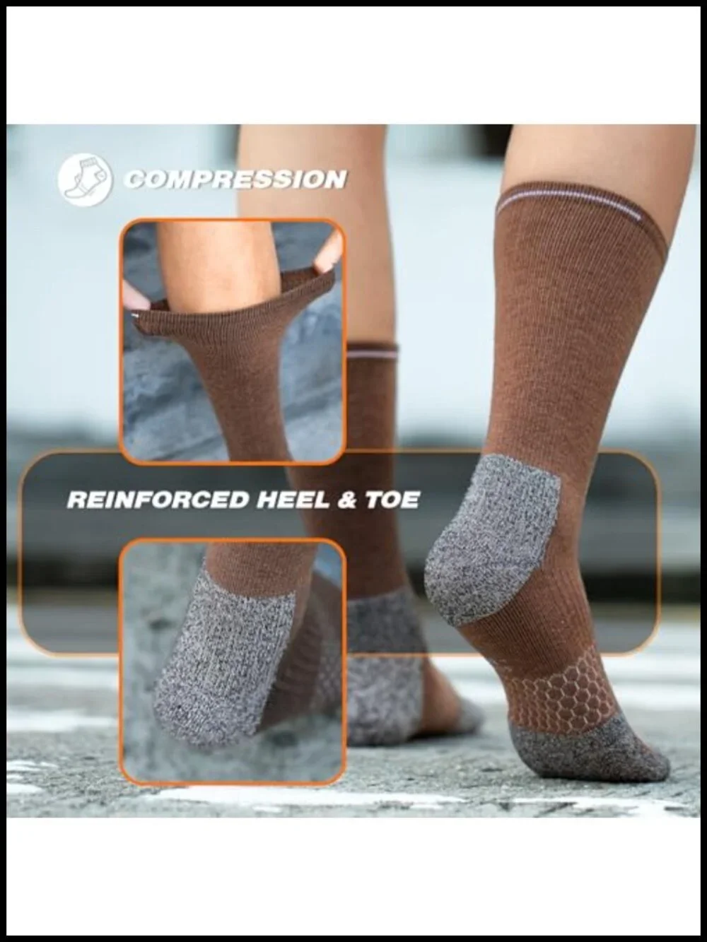 Merino Wool Work Boot Socks 3 Pairs Durable Compression Moisture Wicking